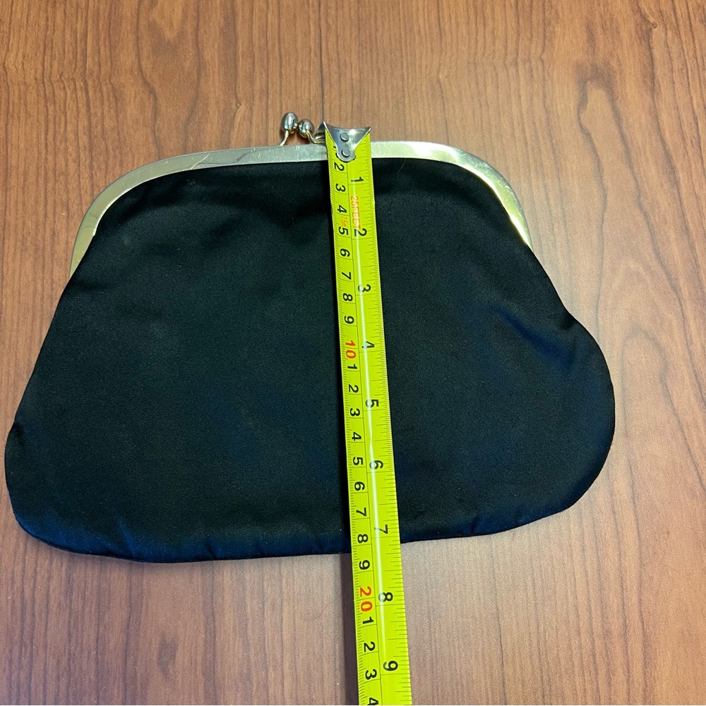 1960s Koret Black Patent Not-A-Leather Double Compartment Satin Purse Dressy Bag - Picture 13 of 14